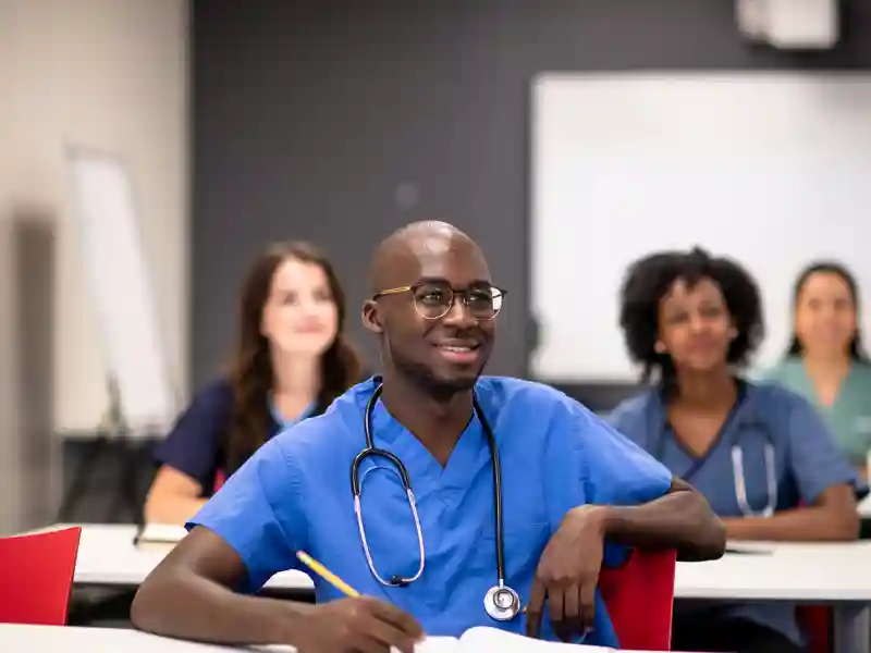 Medical student in a class.