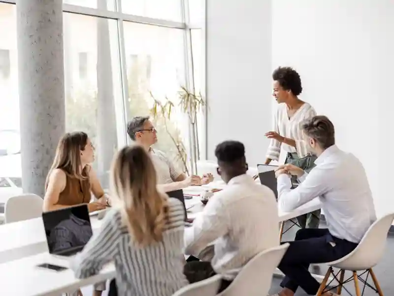 a small business meeting in modern office space