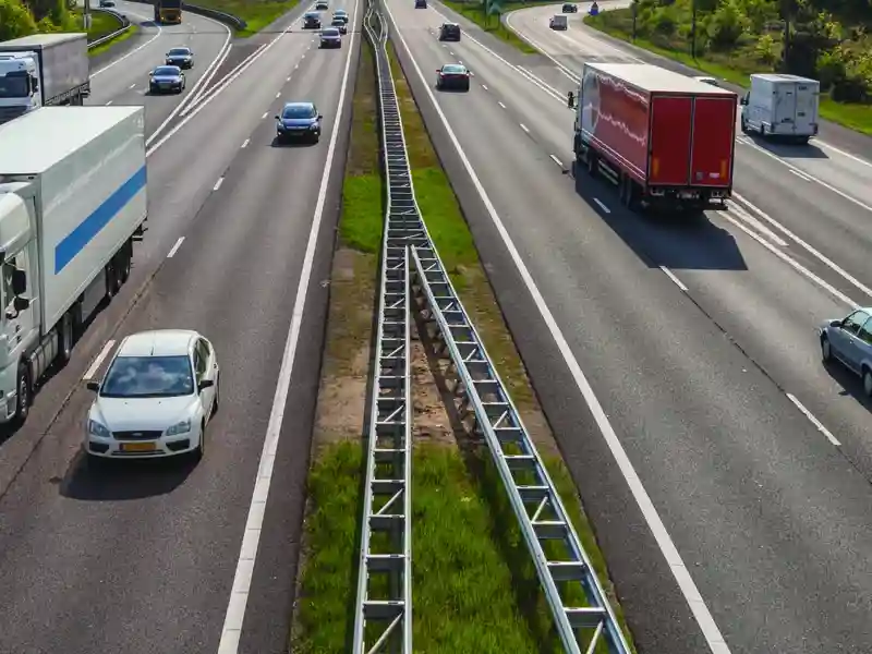 aerial view of traffic going down a highway