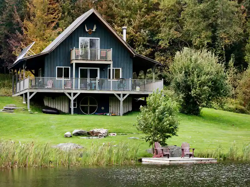 A summer cottage on a lake