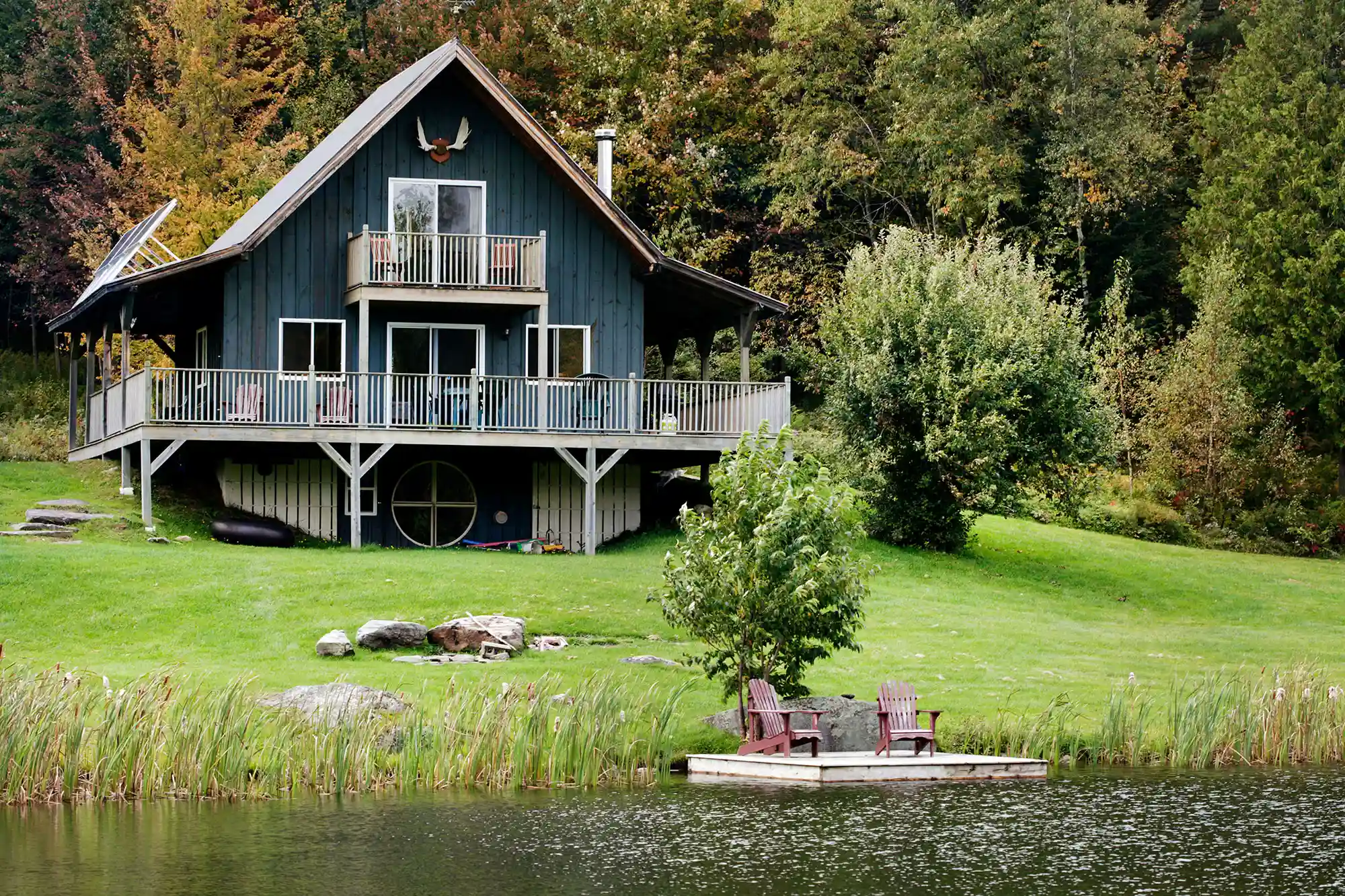 A summer cottage on a lake