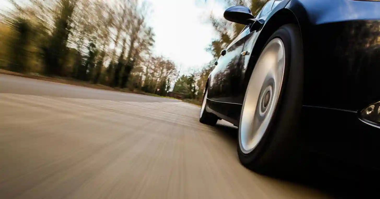 view from the road of a car driving
