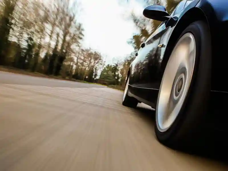 view from the road of a car driving